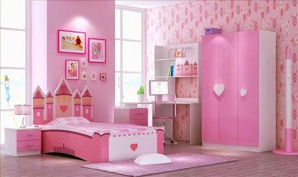 Phòng ngủ bé gái màu hồng dễ thương BG23 - Tiết kiệm chi phí